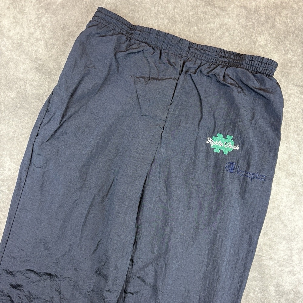 Vintage Notre Dame Pants Mens M Blue Windbreaker Rare 80s USA Nylon Irish
